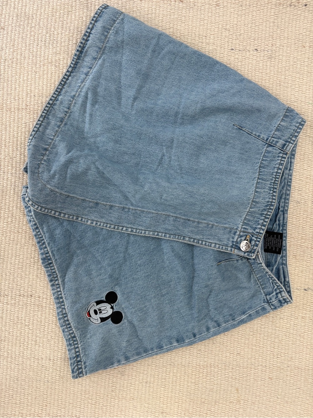 VINTAGE Mickey Mouse Light Blue Denim Skort